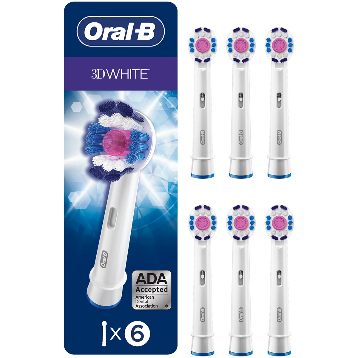 Oral-B 3D White Electric Toothbrush Replacement Brush Heads, 6 Count